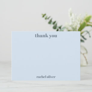 Bold Typography Soft Blue Modern Bat Mitzvah Name Thank You Card