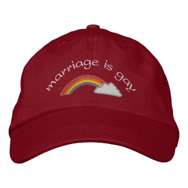 Bold Typography Statement Marriage Is Gay Embroidered Hat (Front)