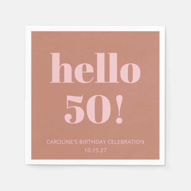 Bold Typography Terracotta Blush Modern Birthday Napkin (Front)