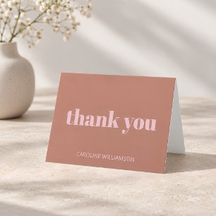Bold Typography Terracotta Blush Modern Birthday Thank You Card