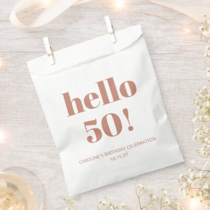Bold Typography Terracotta Modern 50th Birthday  Favour Bags