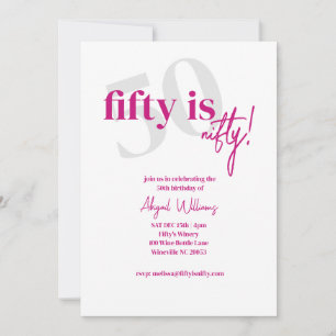 Bold Typography w/ Calligraphy 50 Nifty Birthday Invitation