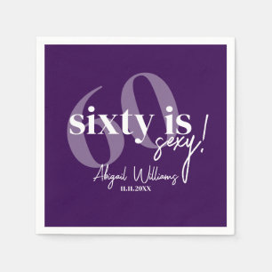 Bold Typography w/ Calligraphy 60th Birthday Party Napkin