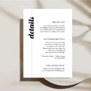 Bold Typography Wedding Details Enclosure Card