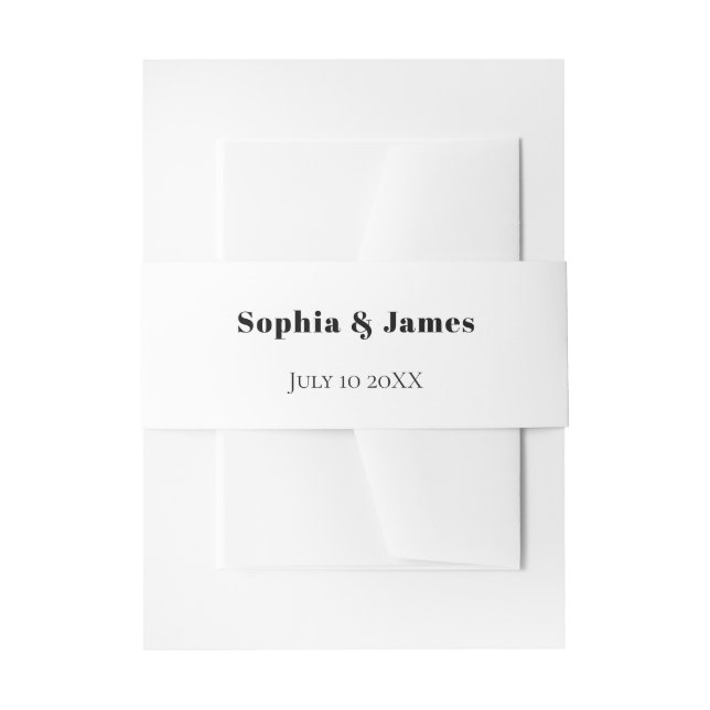 Bold Typography White Minimalist Wedding Invitation Belly Band (Front Example)