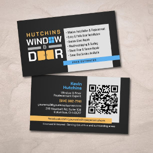 Bold Typography Window & Door Installation Repair Business Card