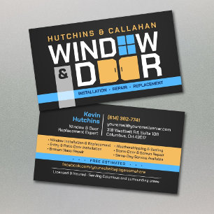 Bold Typography Window & Door Installation Repair Business Card