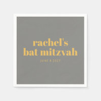 Bold Typography Yellow and Grey Bat Mitzvah Name