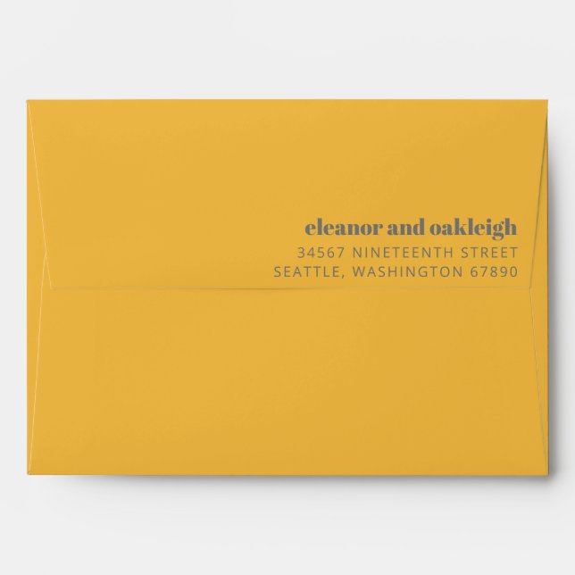 Bold Typography Yellow and Grey Modern Wedding Envelope (Back (Top Flap))