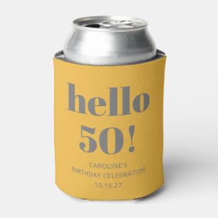 Bold Typography Yellow Grey Modern Birthday Party Can Cooler