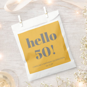 Bold Typography Yellow Grey Modern Birthday Party Favour Bags