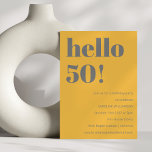 Bold Typography Yellow Grey Modern Birthday Party Invitation<br><div class="desc">Bold Typography Modern 50th Birthday Party Invitation in Stylish Yellow and Grey</div>