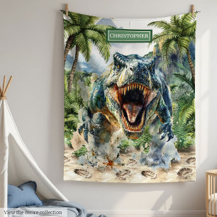 Bold Tyrannosaurus Dinosaur Blanket Personalised