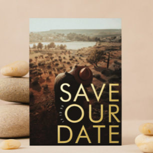 BOLD Ultra Modern Gold Photo Save Our Date