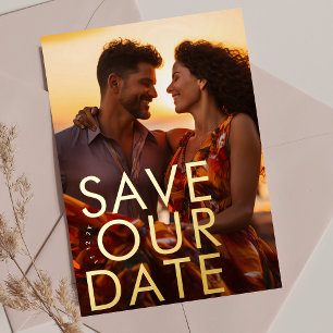 bold ultra modern gold photo save our date
