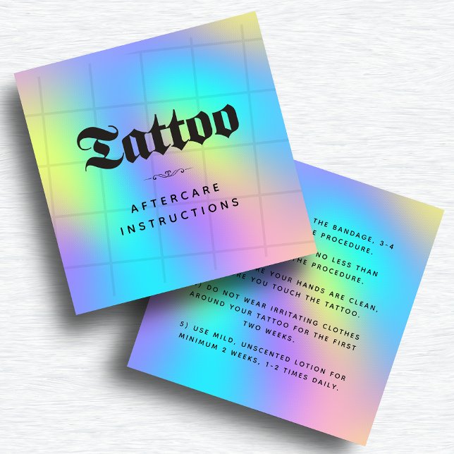Bold Unicorn Rainbow Tattoo Aftercare Instructions Square Business Card (Creator Uploaded)