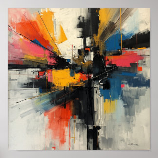Bold Urban Abstract Expressionist Art Poster