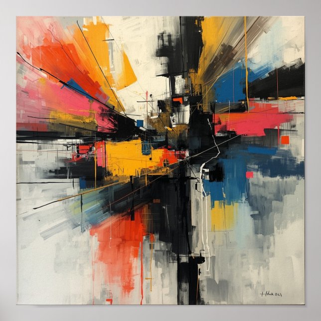 Bold Urban Abstract Expressionist Art Poster (Front)