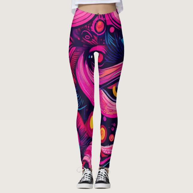 Bold, Urban, Street Chic Abstract Graffiti  Leggings (Front)