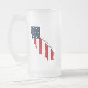 Bold USA Flag California Proud Frosted Glass Beer Mug