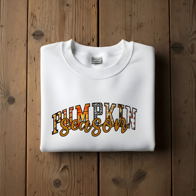 Bold Varsity Style Pumpkin Season Fall Colors Sweatshirt (Creator Uploaded)