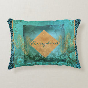 Bold veridian green aqua colour decorative cushion