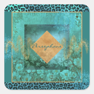 Bold veridian green aqua colour square sticker