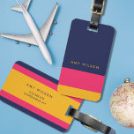 Bold Vibrant Blue Pink Yellow Colour Block Bag Tag<br><div class="desc">Stylish personalised colour block luggage tag in bold and vibrant blue, pink and yellow. Personalise this tag by replacing placeholder text with your information and for more options such as to change the font and it's size click the "Customise it" button. *Please note that the Zazzle Watermark that appears in...</div>