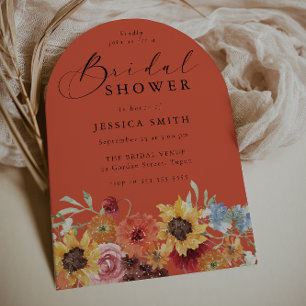 Bold Vibrant Floral Modern Arch Bridal Shower  Invitation