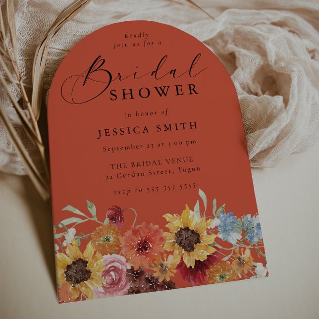 Bold Vibrant Floral Modern Arch Bridal Shower  Invitation (Creator Uploaded)