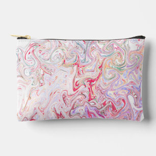 Bold Vibrant Pink Fluid Marble Swirl Abstract Art Accessory Pouch