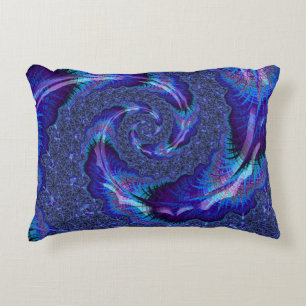 Bold Vibrant Psychedelic Spiralling Fractal Art Decorative Cushion