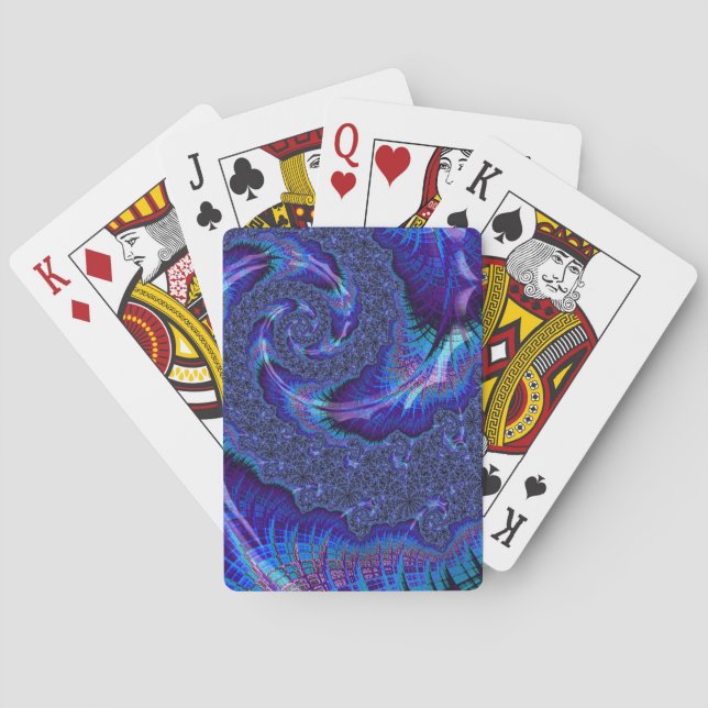 Bold Vibrant Psychedelic Spiralling Fractal Art Playing Cards (Back)