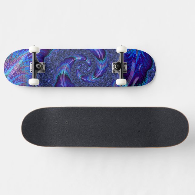 Bold Vibrant Psychedelic Spiralling Fractal Art Skateboard (Horz)