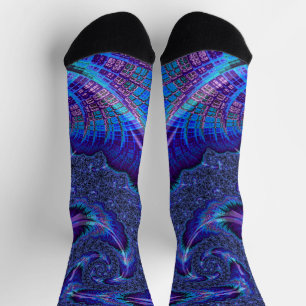 Bold Vibrant Psychedelic Spiralling Fractal Art Socks