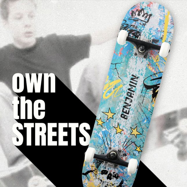 Bold Vibrant Urban Graffiti Skull  Skateboard (Bold Vibrant Urban Graffiti Skull Skateboard ©Susanne Sachers - Sunny Wanderlust 🌞✈️)