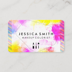 Bold Vibrant Watercolor   Makeup Artist Business Card