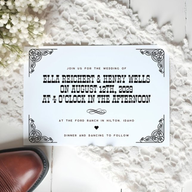 Bold Vintage Cowboy Western Wedding Invitation (Creator Uploaded)