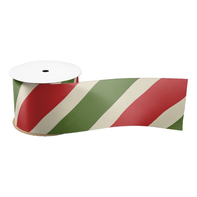 Bold Vintage Elegant Christmas Candy Cane Satin Ribbon (Spool)