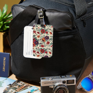 Bold Vintage Floral and Retro Inspired Luggage Tag