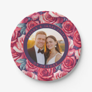 Bold Vintage Rose Plates For Wedding Guest Favour
