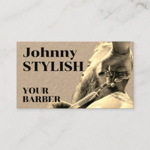 Bold vintage tone barber business card