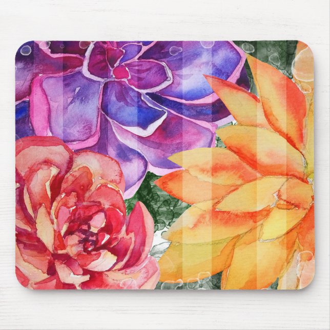 Bold Vivid Vibrant Colourful Succulents Mouse Mat (Front)