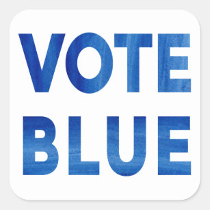 Bold Vote Blue watercolor text political Square Sticker