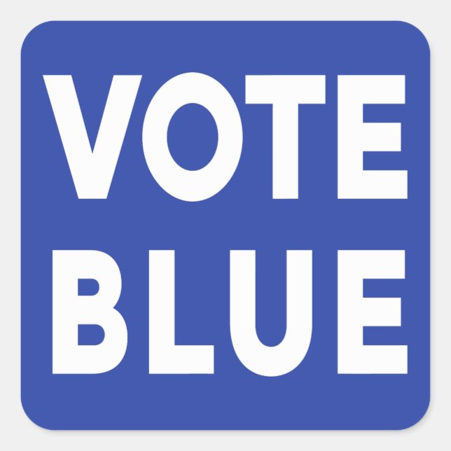 Bold Vote Blue white text on blue political Square Sticker (Front)