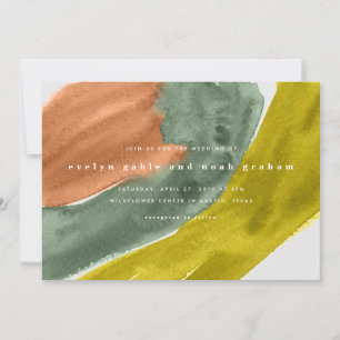 Bold Watercolor Earth Tone Wedding Invitation