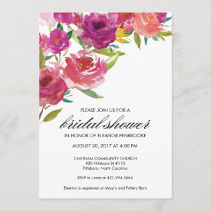 Bold Watercolor Floral Bridal Shower Invitation
