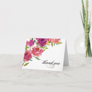 Bold Watercolor Floral Thank You Note Card