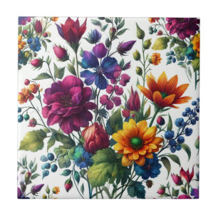 Bold Watercolor Floral Tile