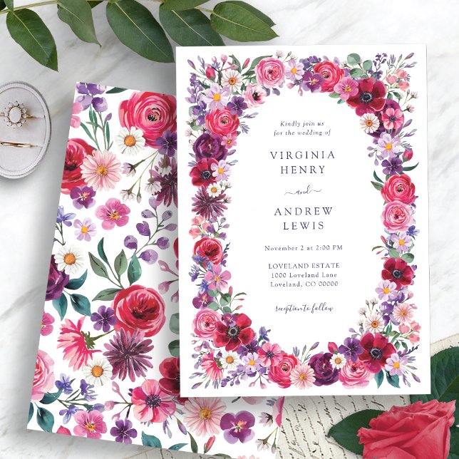 Bold Watercolor Floral Wedding Invitation (Bold Watercolor Floral Wedding Invitation by Painted Paperie
)